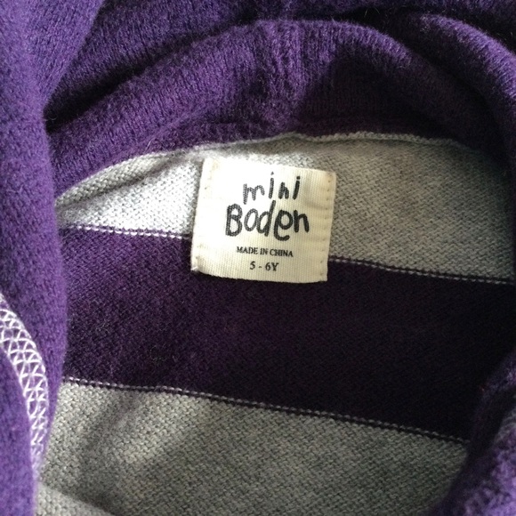 Mini Boden Purple Gray Striped Hoodie Sweater - Picture 5 of 6